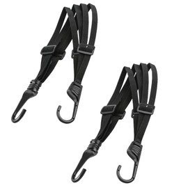 2 Pcs Universal Motorcycle Helmet Luggage Rope 60cm Motorcycle Bungee Cord Bandage Retractable Elastic Strap with 2 Hooks (Black)