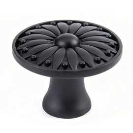 Fecraf 5 Pack Black Knobs for Dresser, Vintage Solid Drawer Knobs, Matte Antique Cabinet Knobs for Kitchen Bedroom Bathroom Farmhouse