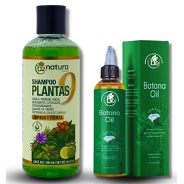 Herbal Shampoo 9-Plant–16.9 fl oz–with Cacahuananche, Sangre de Grado, Bergamot, Aloe, Rosemary & More Paraben-Free + 4 oz Batana Oil – Strengthening & Nourishing Hair Combo – Natural Hair Care BE
