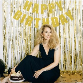 uxcell Birthday Banner-Gold Glitter-Happy Birthday Decorations Birthday Sign