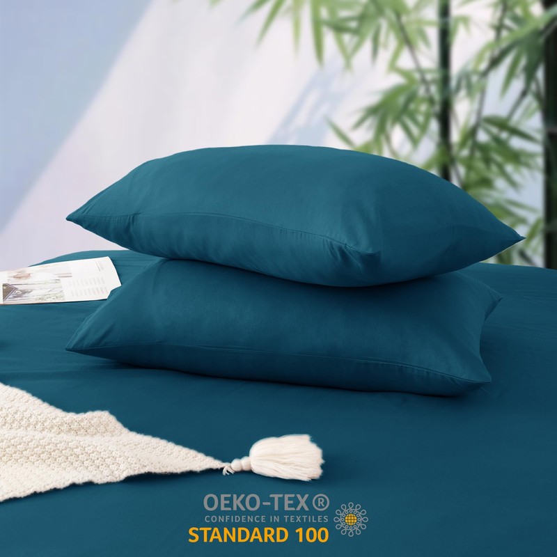 LINENOVA Standard Pillowcase Set of 2, Cooling Rayon from Bamboo