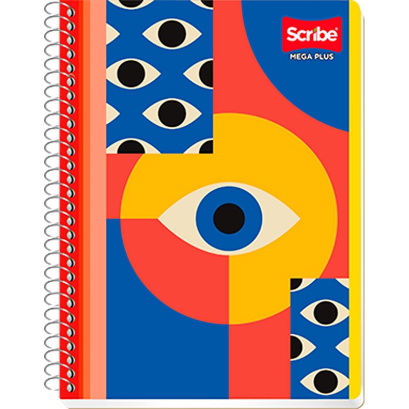 Scribe, MEGA PLUS, Cuaderno Francés Espiral Sencillo de Pasta Semi