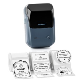 NIIMBOT B1 Label Maker Machine with Tape, Label Printer with 3 Rolls Label Paper, 50x30mm White Label/50x80mm White Label /50x50 Round White Label for Office Supplies, Home, Business