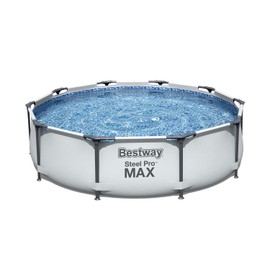 Bestway Steel Pro MAX 10 Foot x 30 Inch Round Metal Frame Above Ground Outdoor Backyard Swimming Pool Set with 330 GPH Filter Pump