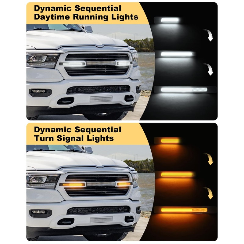 OKLSG LED Grille Light Bars for 2019-2024 Dodge Ram 1500