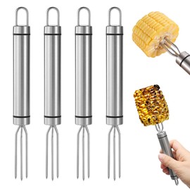 4 Pcs Corn On The Cob Skewers, Corn Cob Holders, Stainless Steel, Hanging, Reusable, Functional Kitchen Tool for Daily Dining, Picnics, Barbecues, Parties