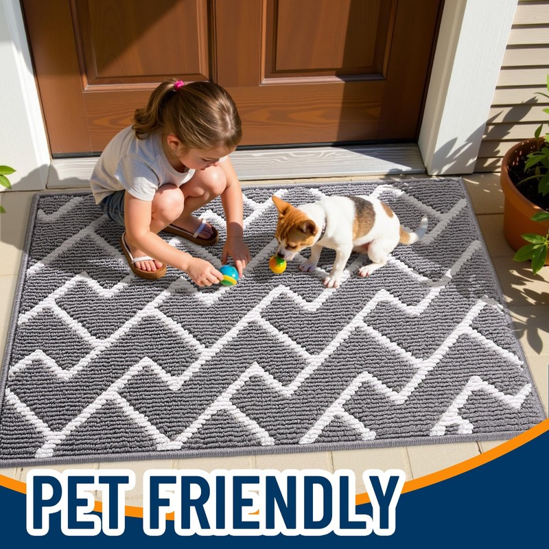OLANLY Front Door Mat, Non-Slip Rubber Backing, Dirt Resistant and