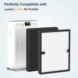 FCFMY 3 Packs E-200 True HEPA Replacement Filters Compatible with LUNINO E-200 Air Cleaner Purifier with Extra 6 pcs Aroma Pads