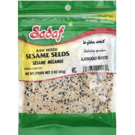Sadaf Sesame Seeds - Mixed Sesame Seeds for Cooking and Food Seasoning - Black & White Sesame Seeds - Semillas de Ajonjoli - Middle Eastern Cuisine - Kosher - 3 Oz Resealable Bag