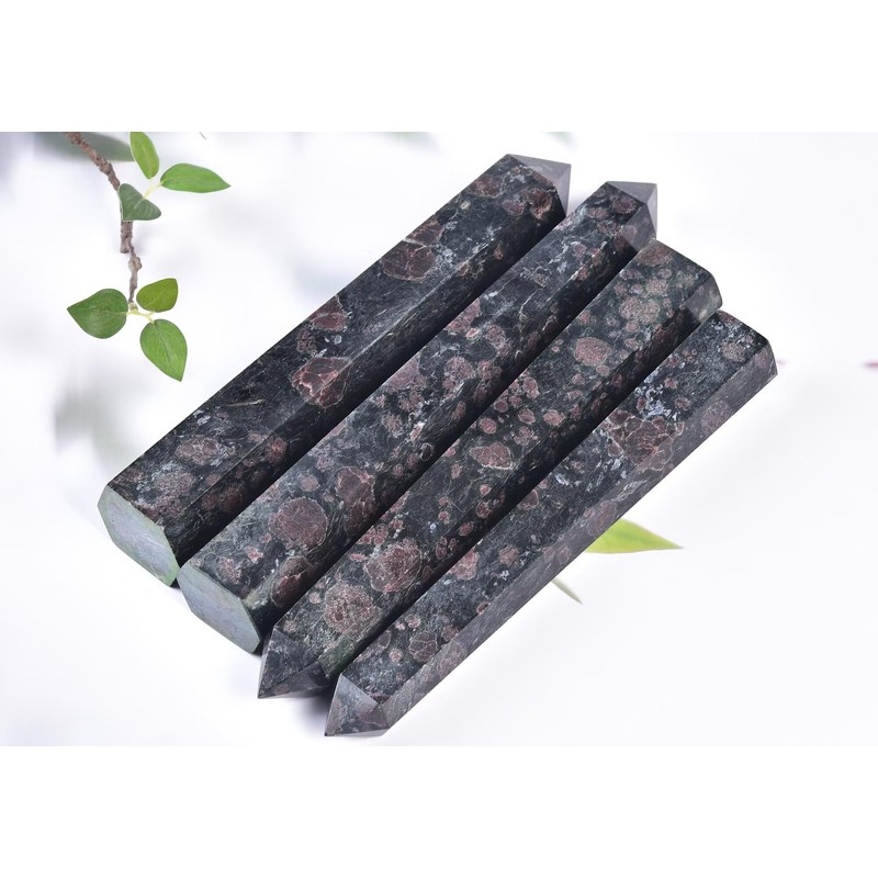 CNYANFEI Narutal Garnet Stone Tower Hexagonal Column Quartz Wand 2.6-3