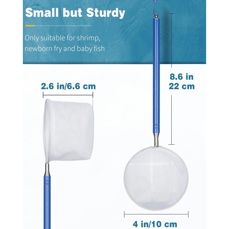 Pawfly Aquarium Shrimp Net 4 Inch With Long Extendable Stainless