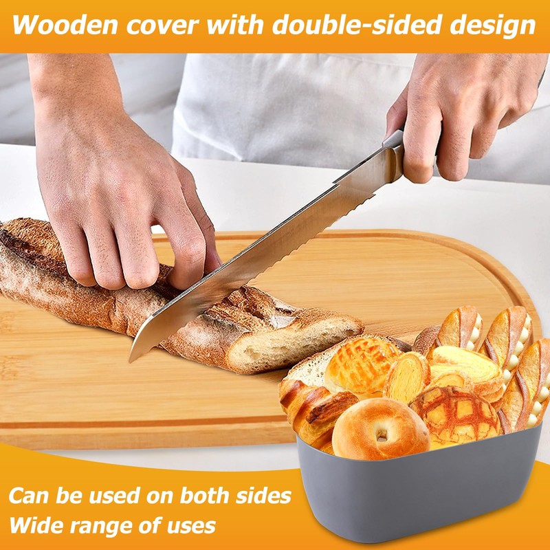 Nomotruc Bread Box with Cutting Board Lid Made with Bamboo