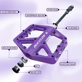 AEYINO MTB Pedals Flat Mountain Bike Pedals Road Bike Large Platform Nylon Non-Slip Pedal for Adult Bicycle Gravel Bike/Hybrid Bike 9/16"