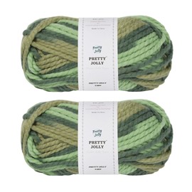 Pretty Jolly 2 Skeins Bulky Acrylic Yarn Soft Colorful Yarn, Crocheting & Knitting, Quality & Multicolored, Total 100g×2/73m×2 (Green Gradient)