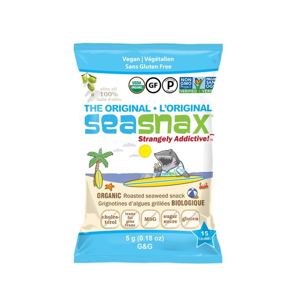 SeaSnax Organic Roasted Seaweed Snack Original, 0.18 oz (Pack of 72)