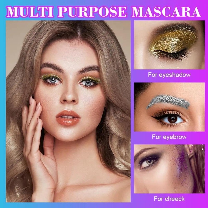 Glitter Mascara Set - Waterproof Long-Lasting Sparkling Diamond Eyelash Makeup