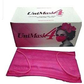 Unimask 4 CUBREBOCAS DE 4 PLIEGOS C/ELASTICO Caja C/50 PZAS* (Rosa) CUBREBOCA