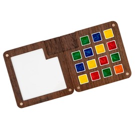 SHIDOW Watercolor Paint Palette, Magnetic Watercolor Palette, Portable Sketchbook Palette, Wooden Watercolor Palette, Empty Watercolor Palette (Wooden, 15 Grid)