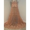 wowfabric4less123 Sold By The Yard PEACH Iridescent Sequins Embroidery Lace