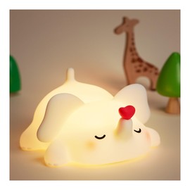 Cute Love Elephant Night Light For Kids, LED Squishy Nursery Lamp Warm Brightness For Breastfeeding , 3 Level Dimmable Soft Nightlight For Room Decor, Rechargeable Lamp Funny White Elephant Gifts