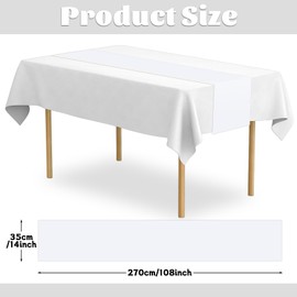 Lonfliness 12 Pack Plastic Table Runner 14 X 108inch White Long Premium Table Runner Disposable White Tables Runners for Dinner Tables Decor for Wedding Graduation Birthday Party Decorations