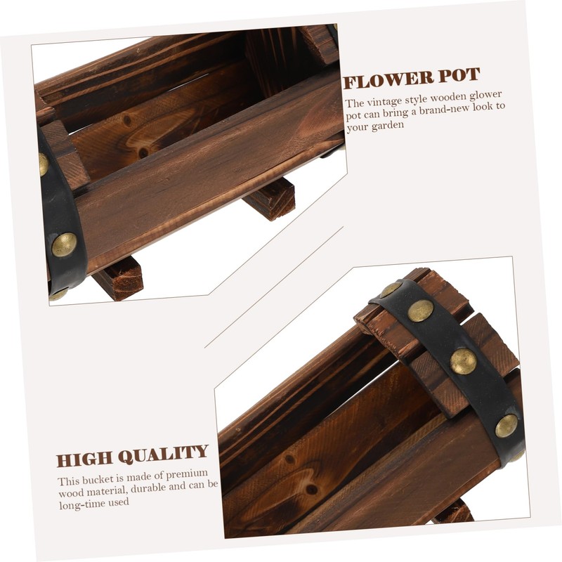 BESPORTBLE Solid Wood Flower Pot Holder Carbonized Preservative for Balcony