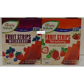 Simply Nature NON-GMO Fruit Stripe Strawberry & Wildberry 21 Strips Value Pack 10.5oz 294g (Two Boxes)