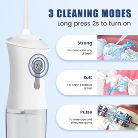 Portable Cordless Water Dental Flosser with 4 Jet Tips, 3 Modes Rechargeable Teeth Cleaner for Home Travel