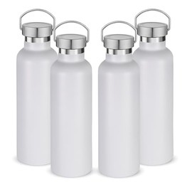 Volhoply Botella de agua de boca estándar aislada de 24 onzas con tapa combinada de plástico y acero inoxidable, paquete de 4, botellas de agua aislad