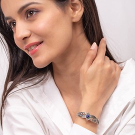 Pulsera de plata de ley 925 con lapislázuli de plata de ley 925 | Pulsera de pulsera (azul), Gema, Lapislázuli