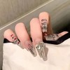 24 Pcs Nail Tips Silver Gradient French Flesh Alphabet Symbol