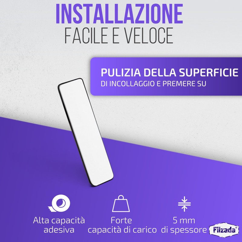Filzada® 8x Piedini per Mobili Autoadesivi Teflon 70x19 mm -