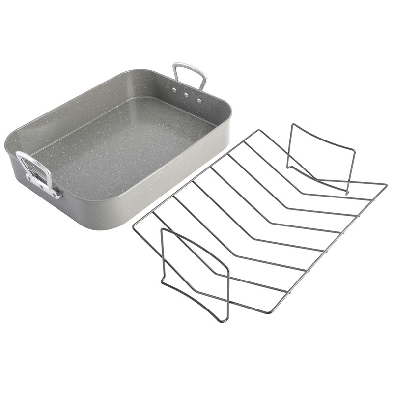 Gibson Home Oster Greystone 2-Piece Carbon Steel Roaster Pan w/Rack,