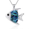 HUKKUN Fish Necklace for Women 925 Sterling Silver Abalone Shell