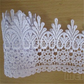 (Pure White) - 5 Yard 6 Colour Venice Floral Lace Edge Trim Vintage Ribbon 9cm Wide (Pure White)