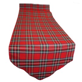 Traditional Polyviscose Tartan Table Runner Burns Night Hogmanay Christmas Dining Room Decoration [Red Royal Stewart 8 Ft]