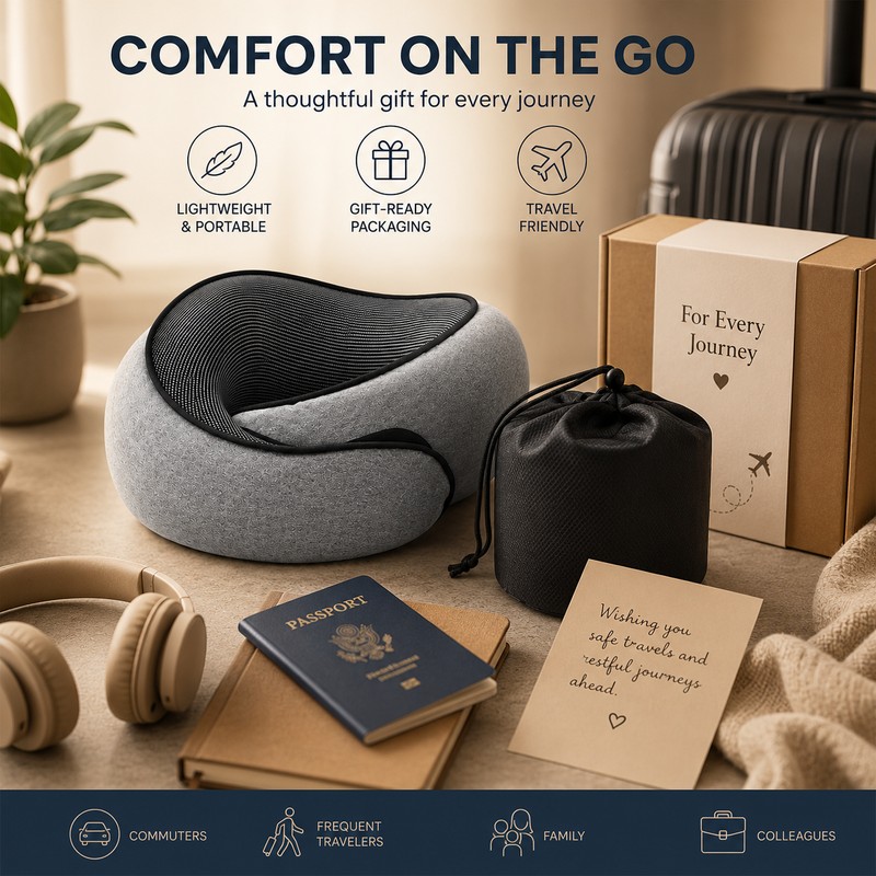 Travel Neck Pillow for Airplane Rest – Snail-Style Memory Foam