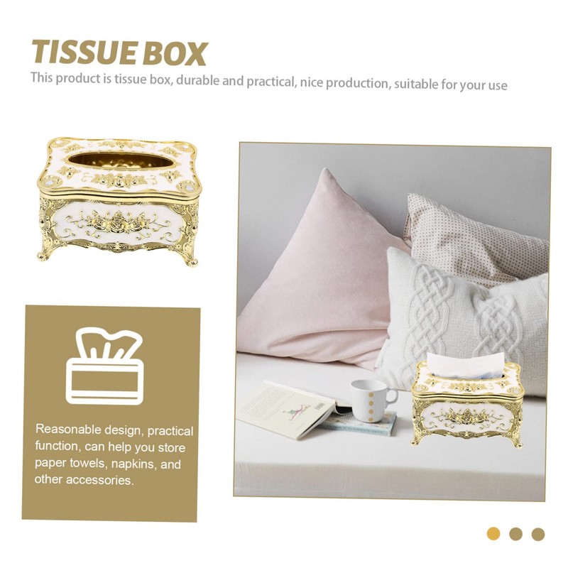 SHOWERORO Creative Decorative Tissue Box Holder Elegant Trimmed Napkin Dispenser