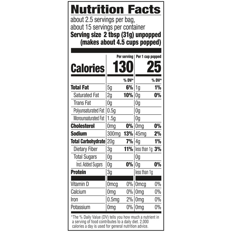Orville Redenbacher’s Microwave Popcorn, Naturals Light Simply Salted Popcorn, 3g