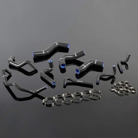 PIT66 Silicone Radiator Hose Kit,Compatible with 1989-1993 Mazda Roadstar Miata MX-5 NA6CE B6ZE 1.6L Black with Clamps