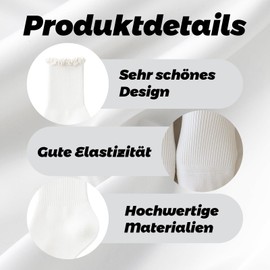 ZexJpr Women's Socks with Ruffles, Soft and Breathable Ruffle Socks, 10 Pairs in High-Quality Material, for Office, Leisure and Party, Women's Warm for Leisure, Campsites