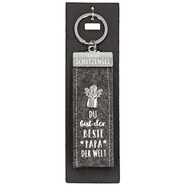 Depesche 10890.014 Felt Key Ring with Guardian Angel and Text "Du bist der beste Papa der Welt" ("Du bist der beste Papa der Welt") Grey Approx. 15 cm