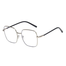 Shiratori Classic woman's metal big face nerd glasses frame Clear lenses Silver