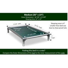 Kuranda Chewproof Bed - Silver Aluminum - 35" x 23" - Ballistic Nylon - Forest