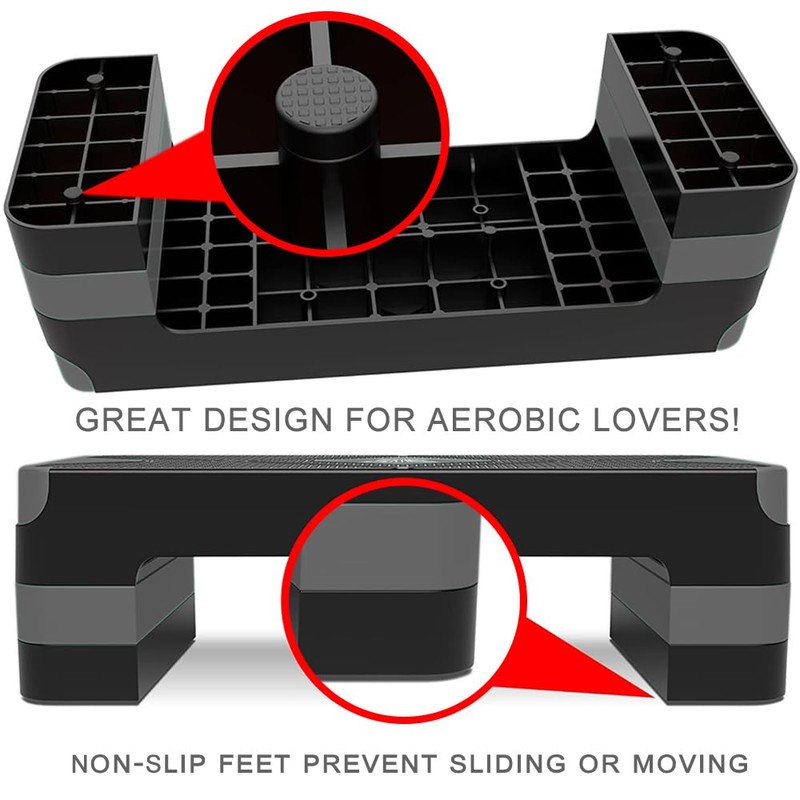 EVERYMILE Aerobic Exercise Step, Adjustable Aerobic Stepper for Exercise, Workout