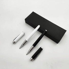 Accod Signature Pen Premium Metal Rollerball & Ballpoint Pen Creative Gift Pen with Two 0.5mm Black Replaceable Refills High-grade Pen Box Nice Gift for Family Friends and Colleagues (White)