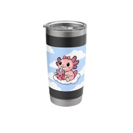 Kawaii Axolotl Strawberry Milk Shake Cartoon Japanese Anime Stainless Steel Insulated Tumbler