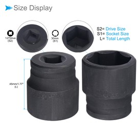 CoCud Deep Impact Socket, 1/2 Inch Drive 6-Point 30mm, CR-V Metric Deep Sockets