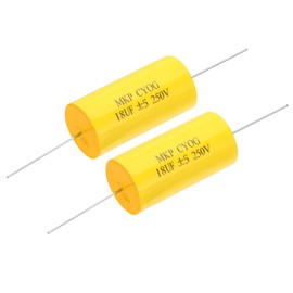 PATIKIL 18uF 250 V Frequency Divider Capacitor, 2 Pcs Axial Audio Speaker Crossover Step-less Film Capacitor MKP Capacitor for Audio Equipment Appliances, Black