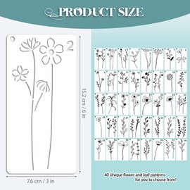 EAPIKON 40Pcs Flower Stencils and Templates for Painting, Art Drawing Templates of Natural Plants Leaves Floral, for Card Making Scrapbook Wall Decor